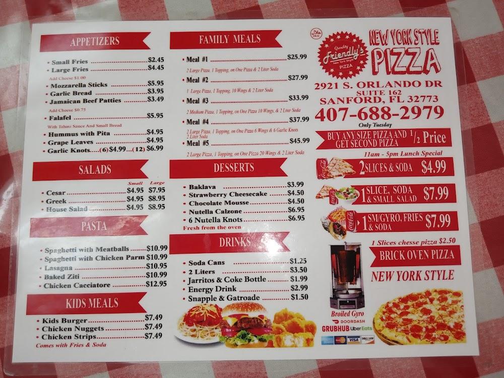 Friendly's Pizza New York Style Menu image 2